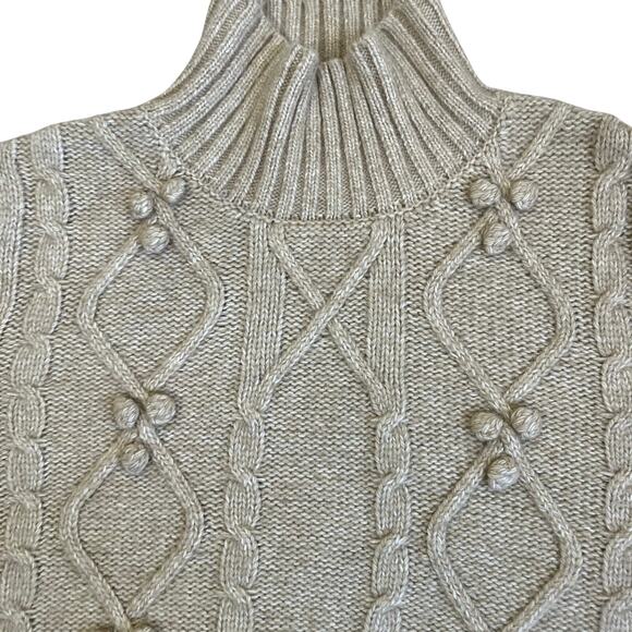 Cupcakes & Cashmere Sz XL Mock Neck Cable Knit Sweater Bobbles Heathered Oatmeal - Picture 15 of 16